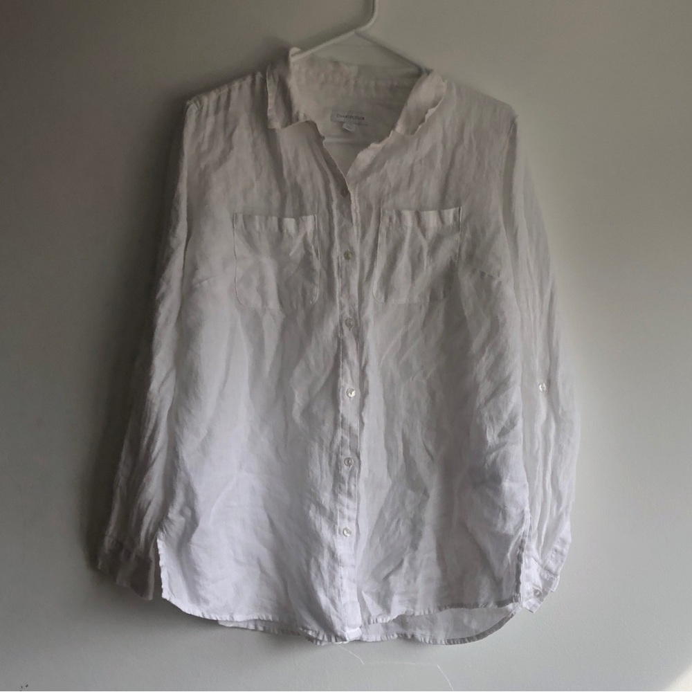 100% linen button down